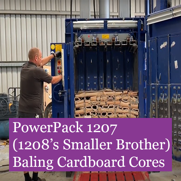 Baling-Cardboard-Cores-PP1207-PP1208 Baling cardboard cores with the PowerPack 1207 baler