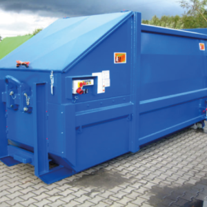 Blue Model N Roro compactor outside.
